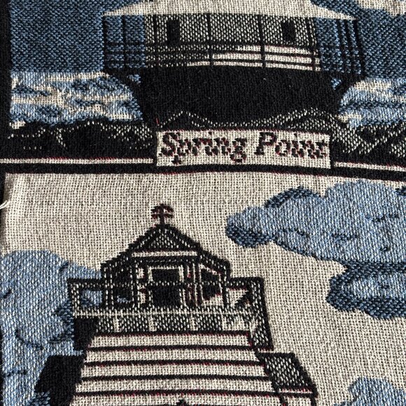 Vintage Goodwin Weavers Lighthouse Themed Fringed Throw - Picture 4 of 15